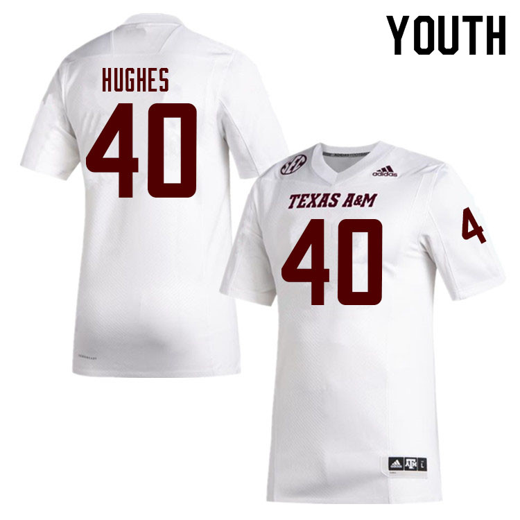Youth #40 Avery Hughes Texas A&M Aggies College Football Jerseys Sale-White - Click Image to Close